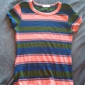 Striped pink/green/blue shirt